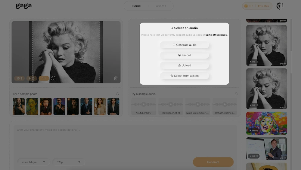add script or audio