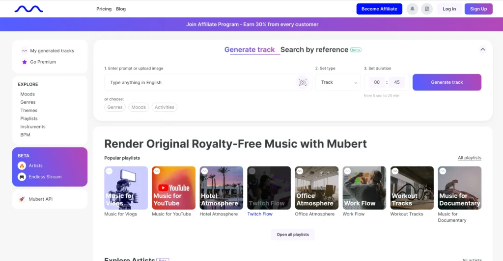 Mubert ai music generator