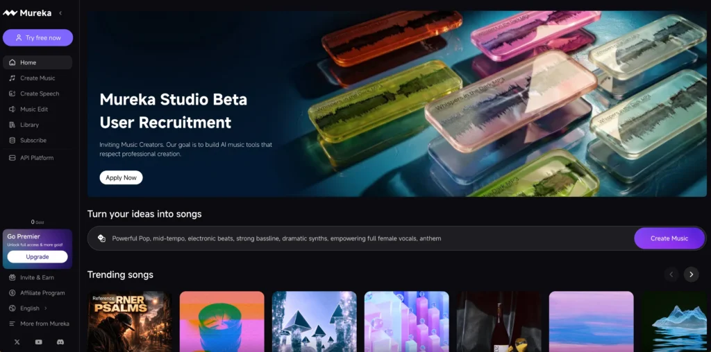 mureka ai music studio