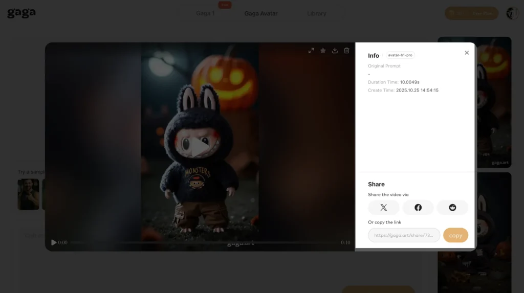 generate and review in gaga ai video maker