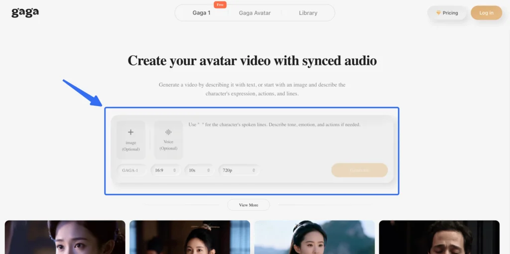 input prompt in gaga ai video maker