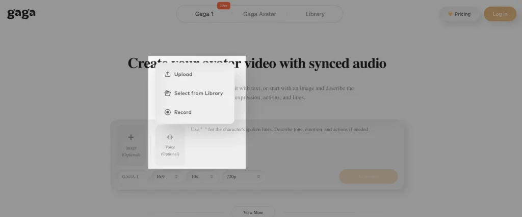 input your audio in gaga ai video maker