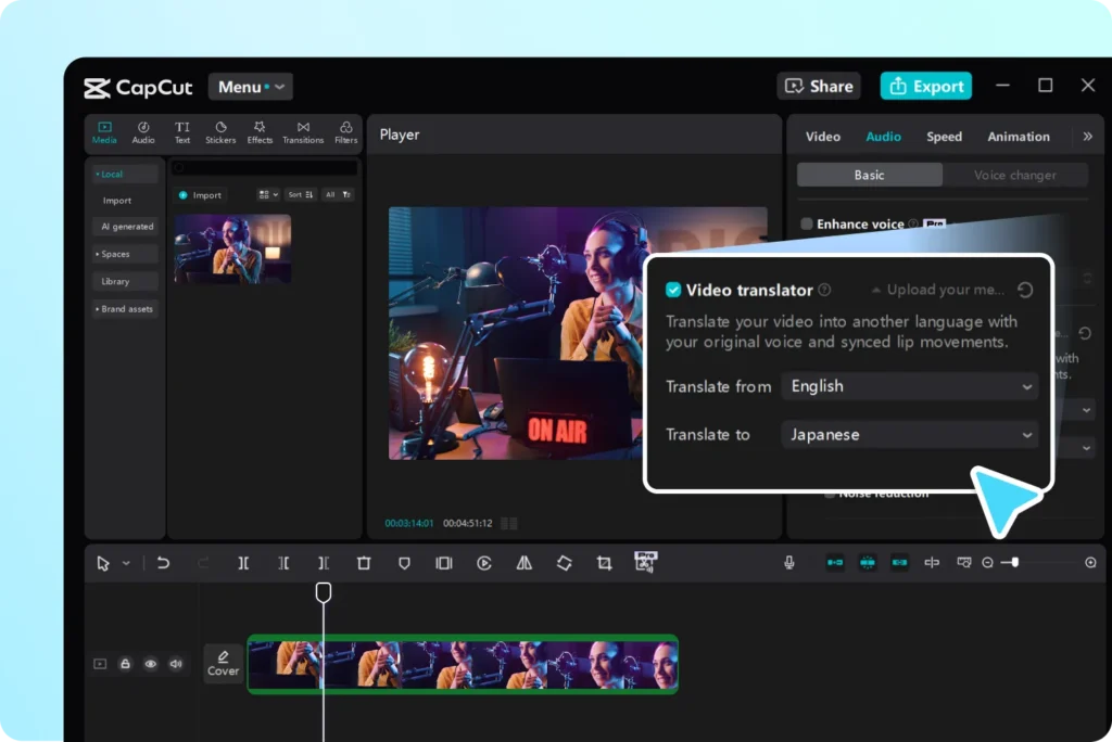 capcut ai video translator