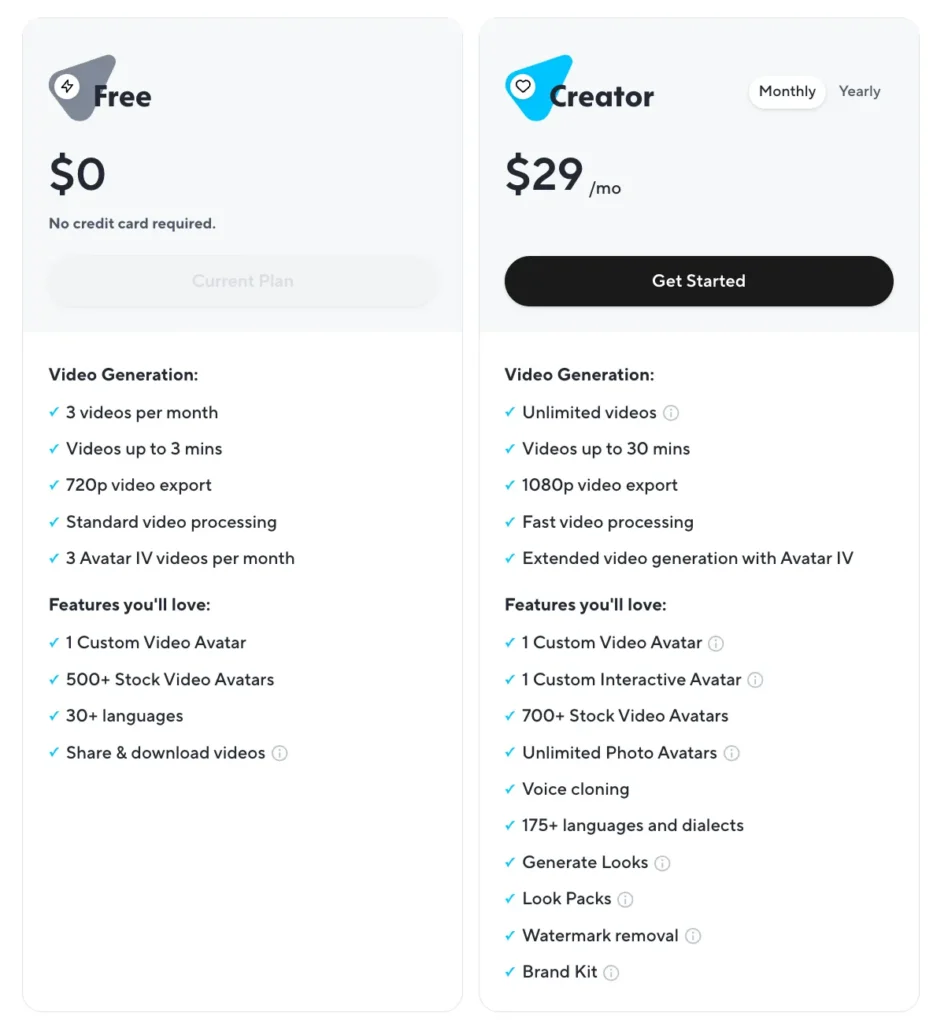 heygen pricing plans