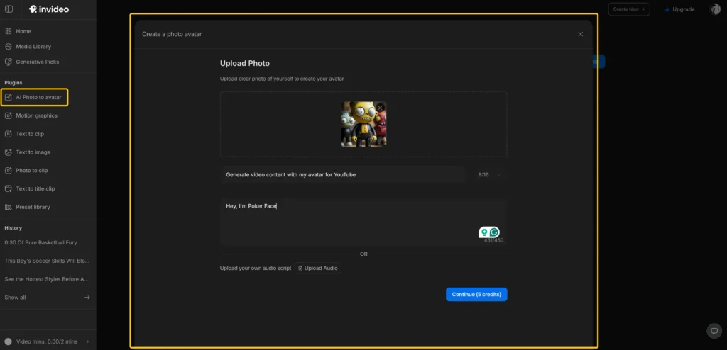 invideo ai image to avatar