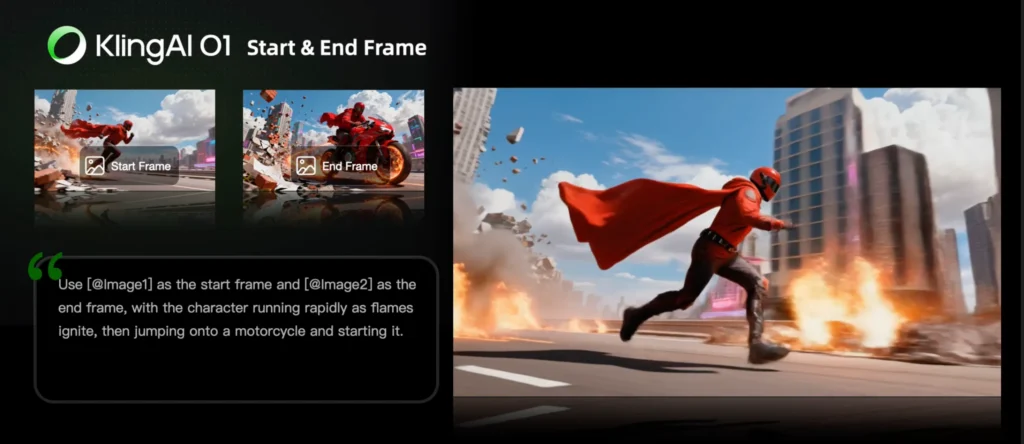 kling o1 start and end frame video
