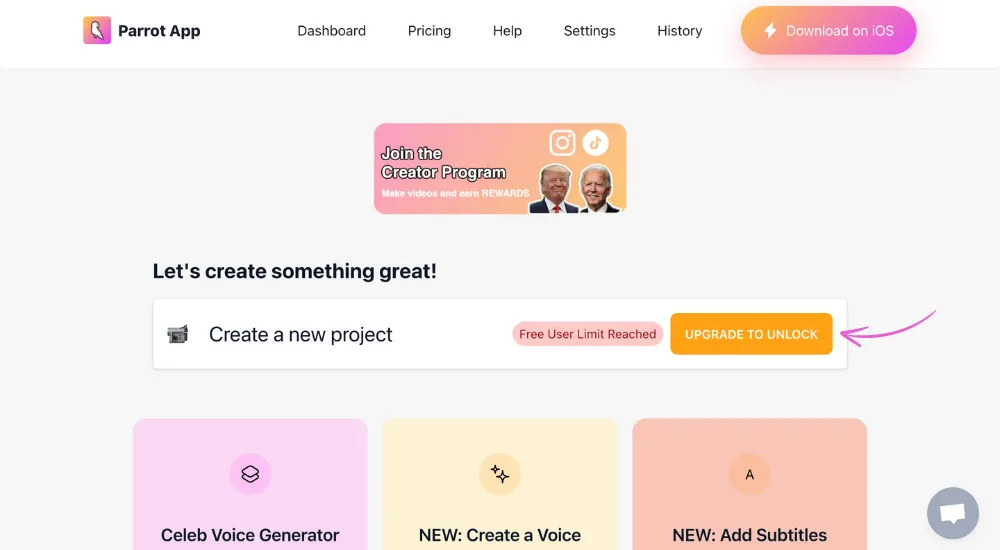 parrot ai celebrity voice generator