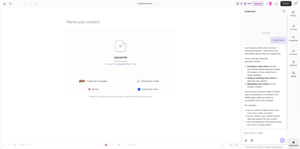 descript ai voice cloning