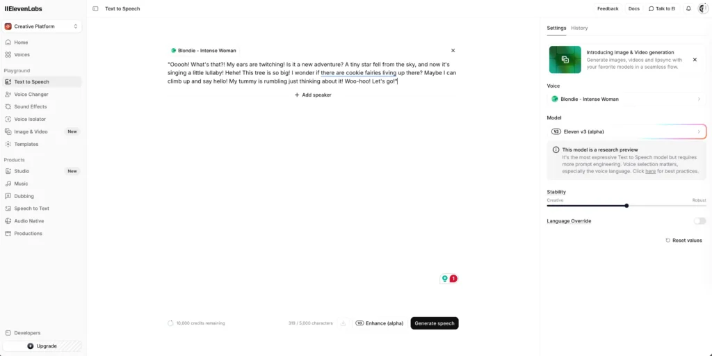 elevenlabs text to speech