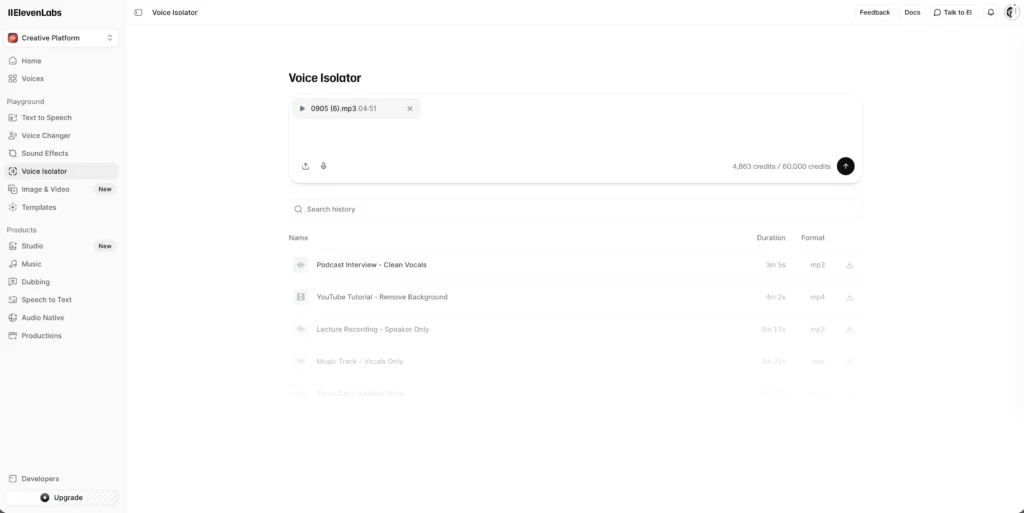 elevenlabs voice isolator