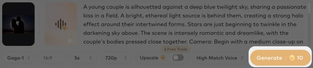 generate french kiss video