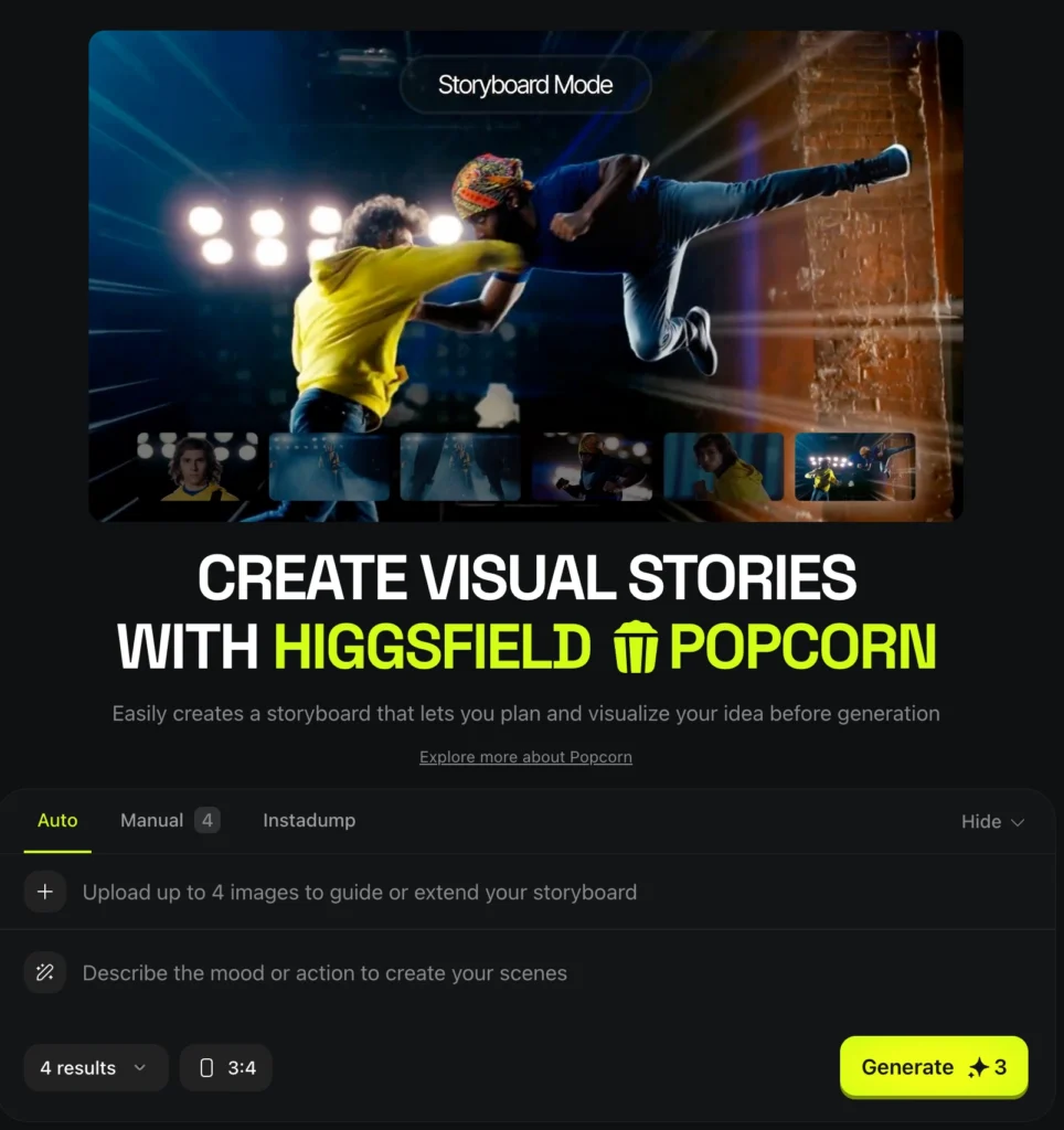 higgsfield ai storyboard