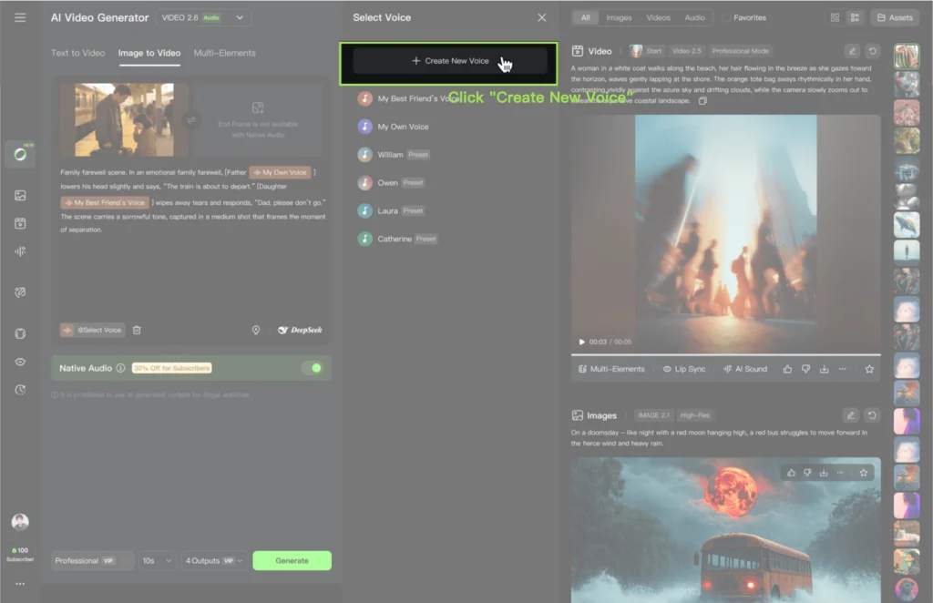 kling 2.6 voice create