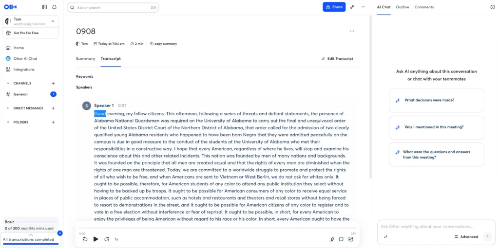 otter ai podcast transcription