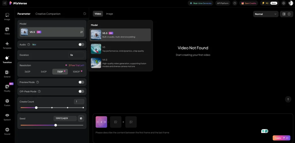 pixverse ai video transition