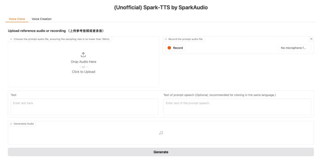 spark tts voice clone