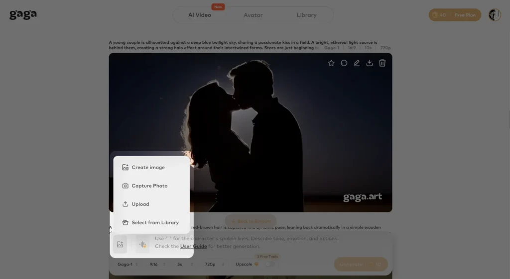  upload your french kiss photo to gaga ai