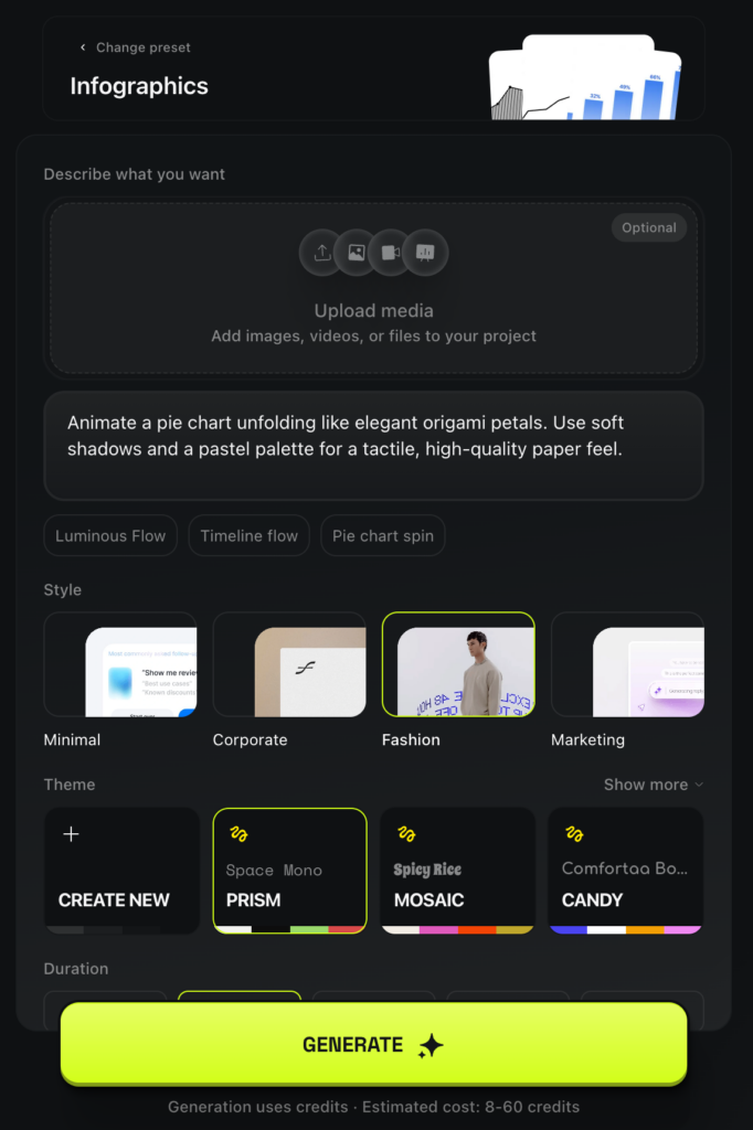 enter the vibe motion higgsfield interface