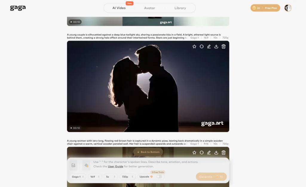 gaga ai hugging generator
