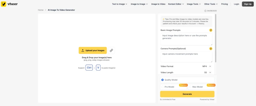 vheer ai video generator online
