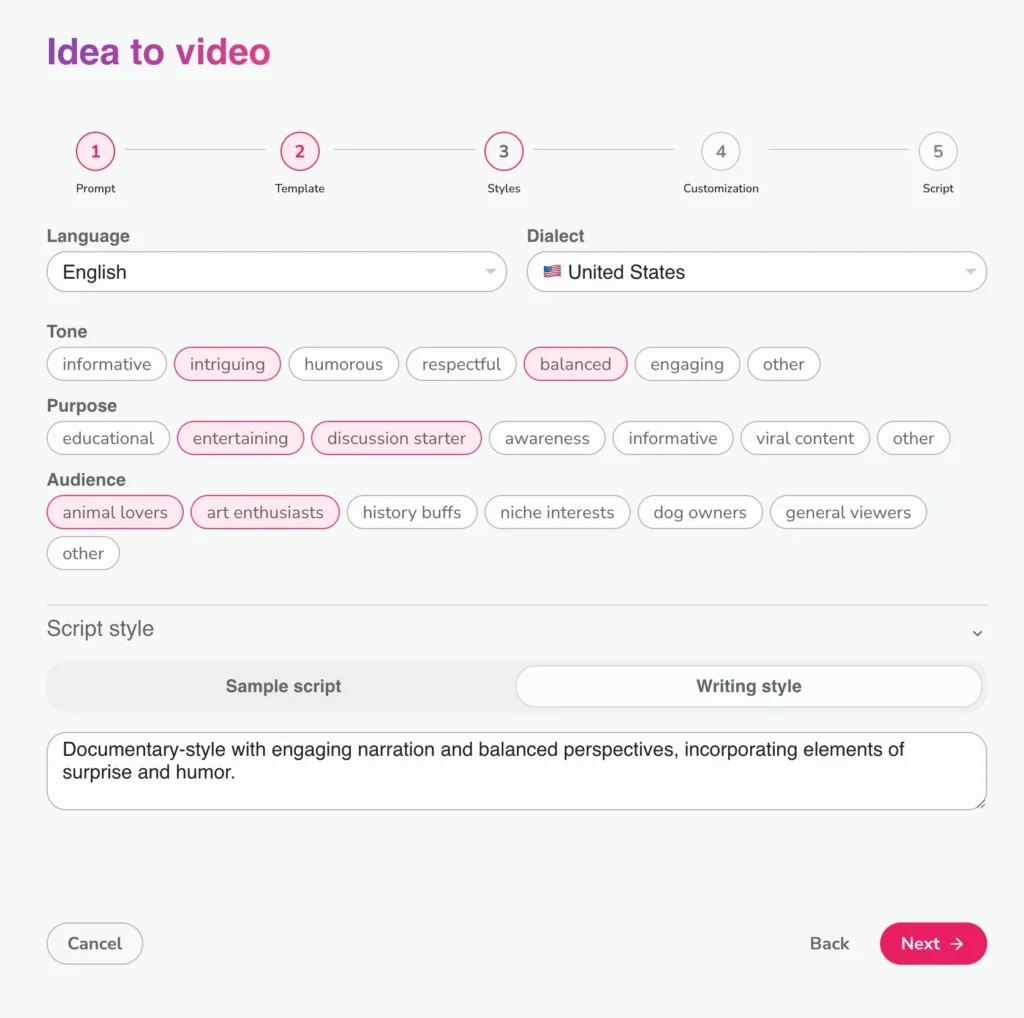 configure the video effect