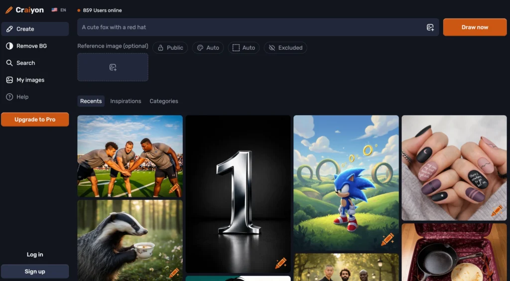 craiyon ai interface