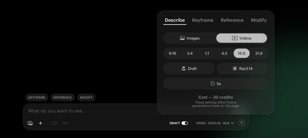 luma dream machine features
