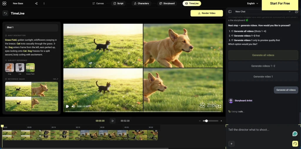 zopia ai timeline editing